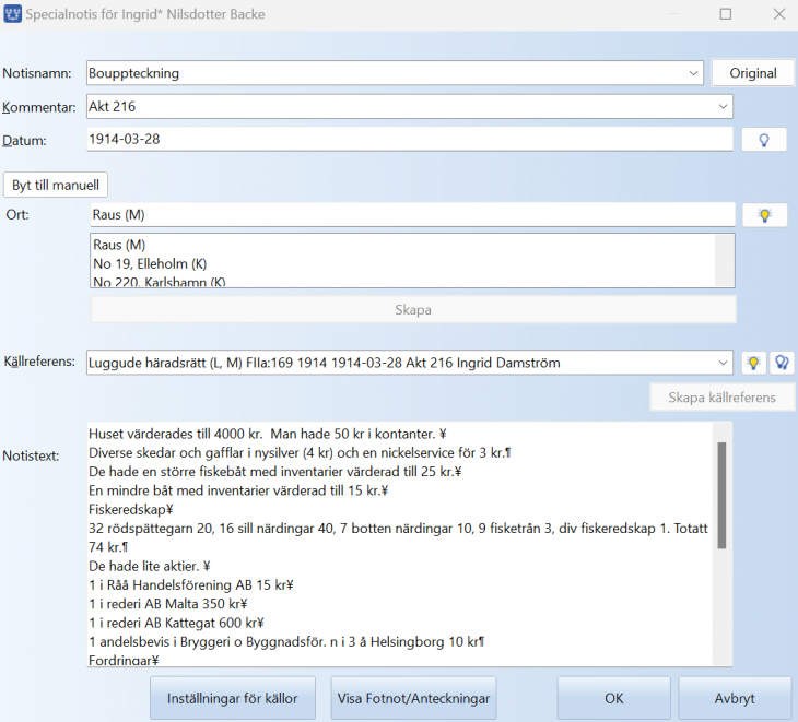 Disgen handledning - Specialnotisen